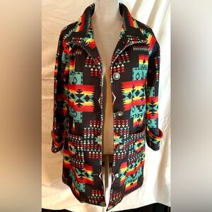 NWT/NWOT Southwestern Black, Multicolored Pea Coat, Sizes S, L